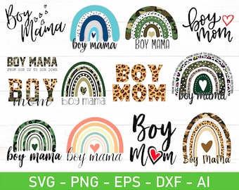 Boy Mom svg Bundle, Boy Mom Leopard svg, Boy Mom Rainbow svg, Boy Mama svg, From Son Up Till Son Down svg, eps, ai, png, Files for Cricut
