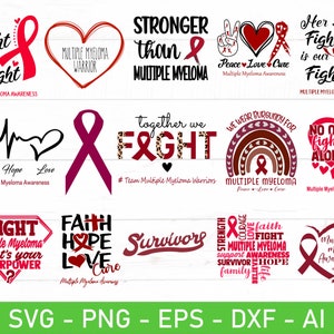 Multiple Myeloma Awareness SVG Bundle, Multiple Myeloma Ribbon svg, Burgundy Ribbon svg, eps, dxf, ai, png, Files For Cricut