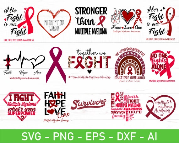 Multiple Myeloma Awareness SVG Bundle, Multiple Myeloma Ribbon Svg,  Burgundy Ribbon Svg, Eps, Dxf, Ai, Png, Files for Cricut - Etsy