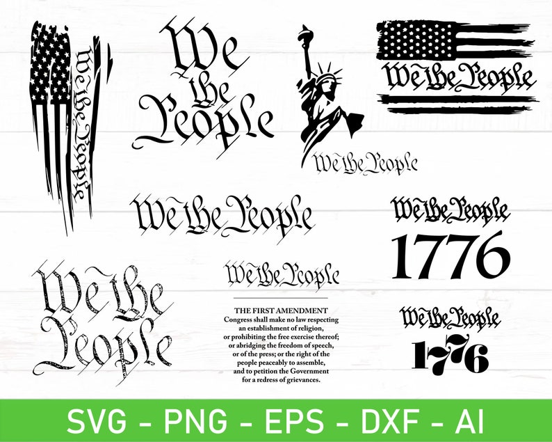 Vi folkets konstitutionsflagga svg, Vi folket eps, dxf, ai, png, filer för Cricut bild 1