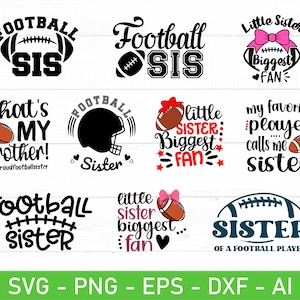 Fußball Schwester SVG Bundle, kleine Schwester größter Fan svg, jubeln Schwester svg, Meine Schwester größter Fan svg, eps, dxf, ai, png Dateien für Cricut