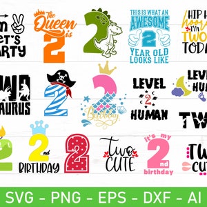 Mein zweiter Geburtstag svg, mein zweiter Geburtstag svg, eps, dxf, ai, png, Dateien für Cricut