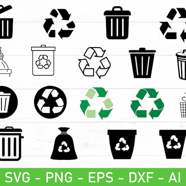 Trash and Recycle svg, eps, dxf, ai, png, Files For Cricut