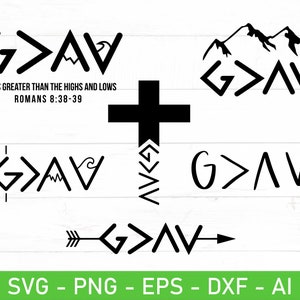 Gott ist größer als die Höhen und Tiefen svg, eps, dxf, ai, png Dateien für Cricut