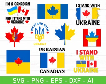 Ukraine Canada svg Bundle, Ukrainian Canadian svg Bundle, We Stand With Ukraine svg, Ukraine Canada Flag svg, eps, Files For Cricut