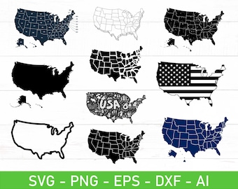 USA map svg, USA outline svg, eps, dxf, ai, png, Files For Cricut