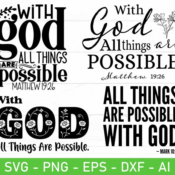 With God All Things Are Possible svg Bundle, Faith svg, Religious svg