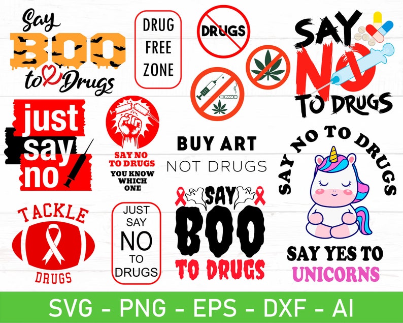 Say No to Drugs svg, Drug Free svg, No to Drugs svg, eps, dxf, ai, png, Files For Cricut image 1