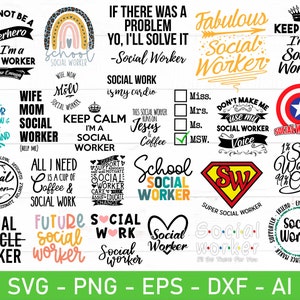 Maatschappelijk werker svg bundel, maatschappelijk werker leven svg, maatschappelijk werker cadeau svg, eps, dxf, ai, png, bestanden voor de Cricut