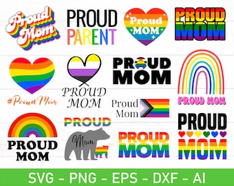 Proud Mama Pride svg, Proud Mom Pride svg, Proud Mom Rainbow svg, eps, dxf, ai, png, Files For Cricut