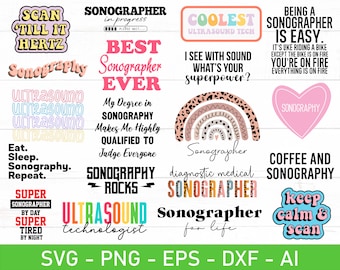 Sonography svg png Bundle, Sonographer svg png, Ultrasound tech svg, Sonographer Life Rainbow Leopard Retro Boho