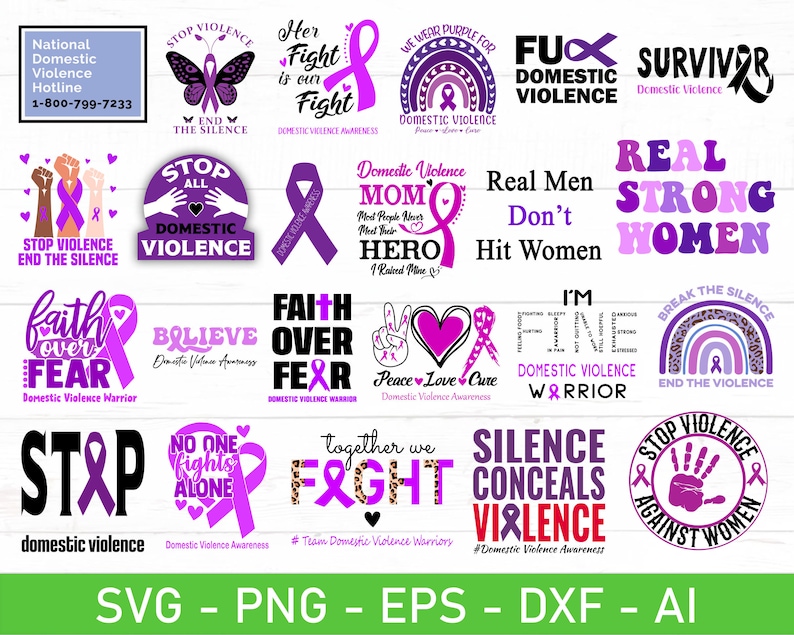 Domestic Violence Awareness SVG Bundle, Eps, Dxf, Ai, Png, Files for ...