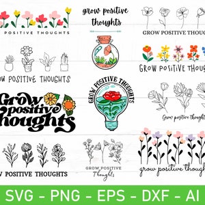 Wachsen positive Gedanken SVG, eps, dxf, ai, png Dateien für Cricut
