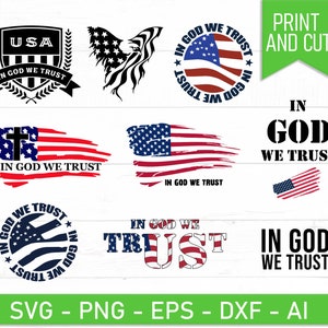 In God We Trust American Flag svg, eps, dxf, ai, png, Files For Cricut