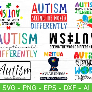 Autism Seeing the World Differently svg Bundle, Autism Quote svg, Autism Be Kind Quote svg, eps, dxf, ai, png, Files For Cricut
