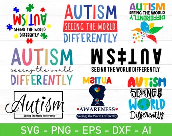 Autism Seeing the World Differently svg Bundle, Autism Quote svg, Autism Be Kind Quote svg, eps, dxf, ai, png, Files For Cricut