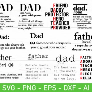 Dad Definition svg Bundle, Father Definition svg, Friend Daddy Hero Teacher Provider svg, eps, dxf, ai, png, Files For Cricut