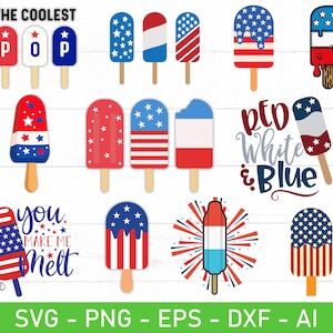 Svg de paleta patriótica, Svg de helado patriótico, Svg del 4 de julio, Svg del 4 de julio, Paquete de Svg del Día de la Independencia, png, Archivos para Cricut
