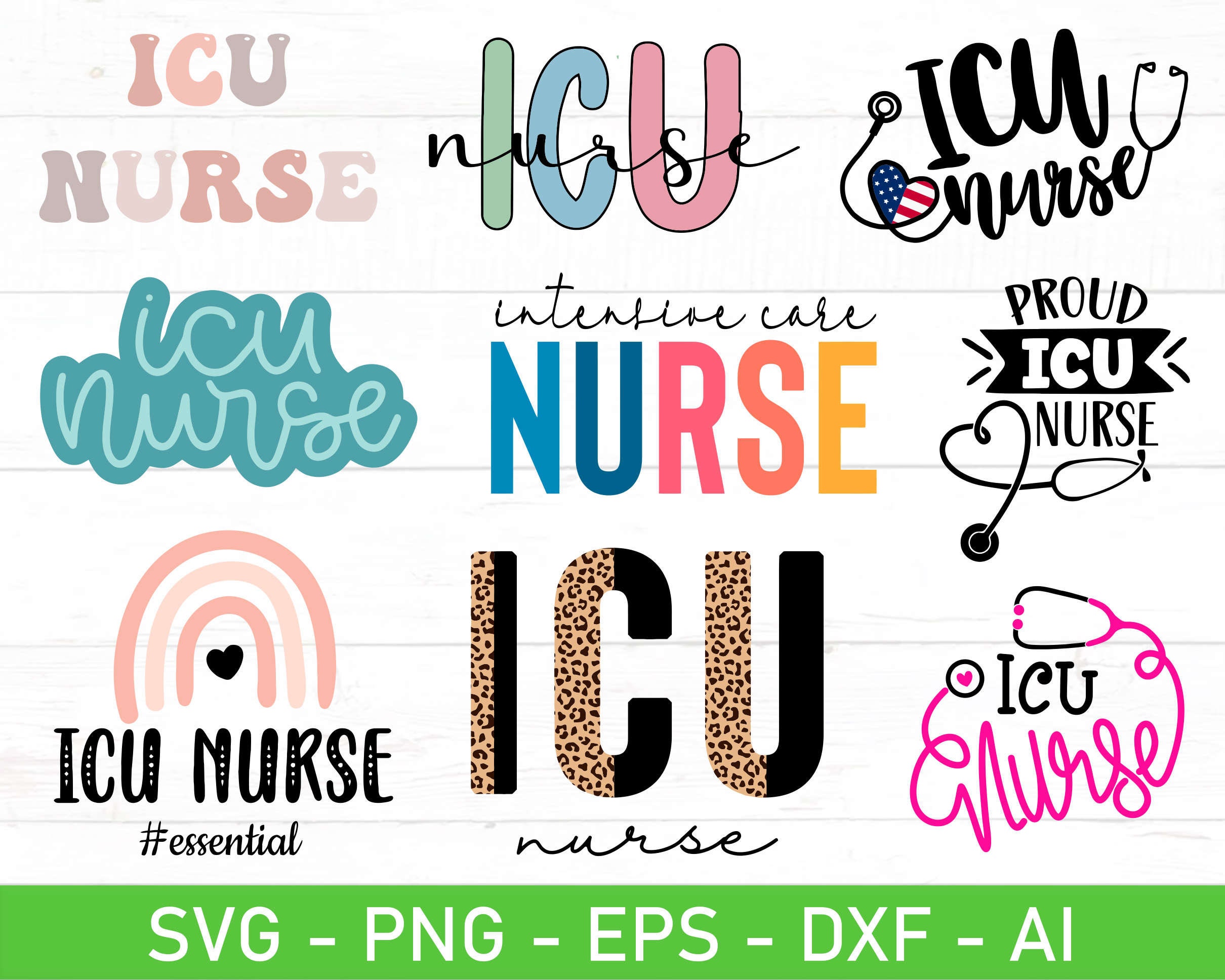 ICU Nurse SVG Bundle Intensive Care Unit Nurse Svg Eps Dxf Etsy Canada