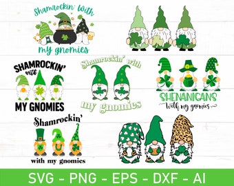 Shamrockin’ With My Gnomies svg, Shamrocking With My Gnomies svg, Lucky Gnomes svg, eps, dxf, ai, png, Files For Cricut
