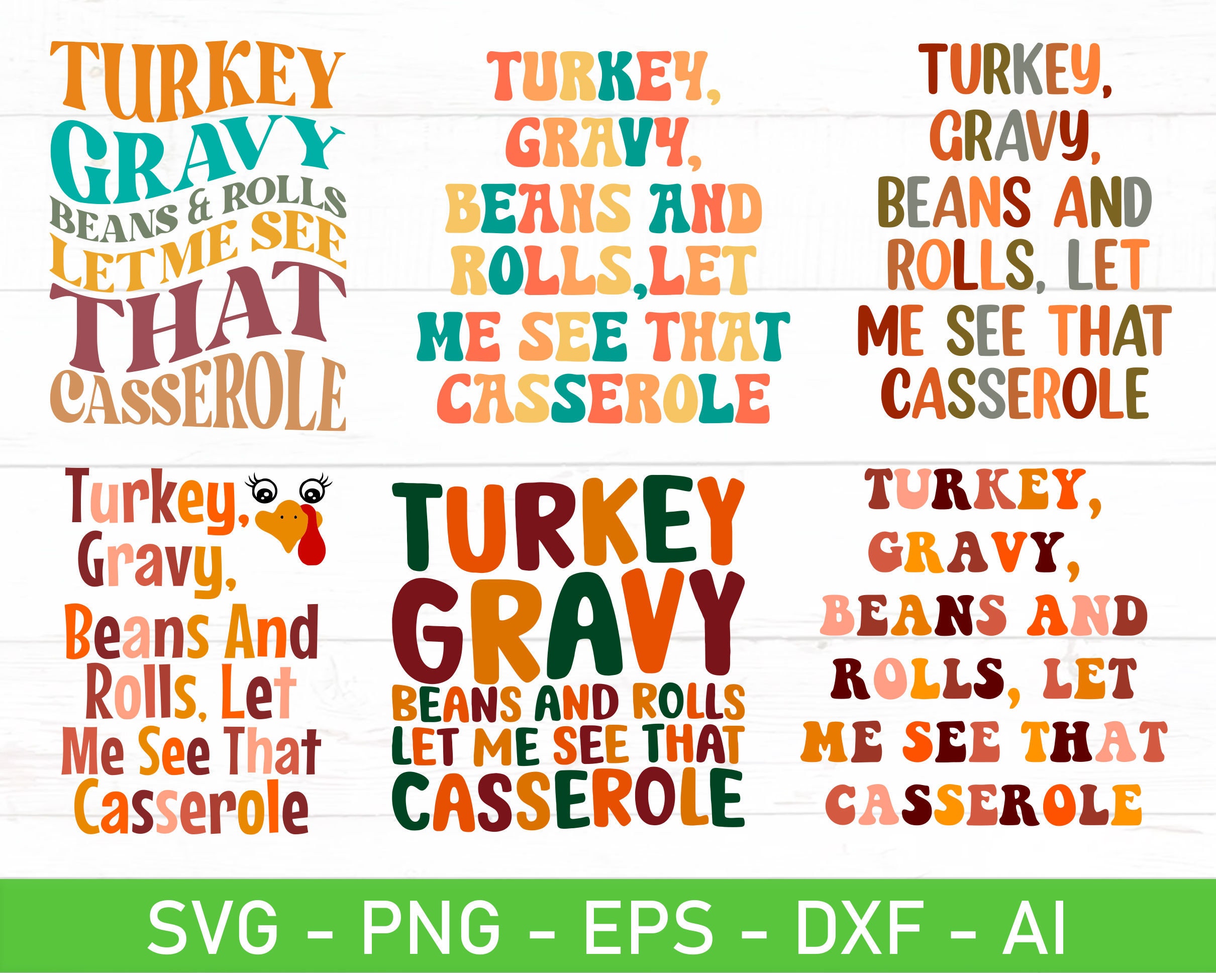 Turkey Gravy Beans and Rolls Let Me See That Casserole SVG Etsy