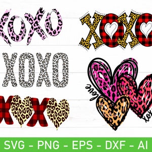 Xoxo Leopard Valentine svg, Leopard Print Xoxo svg, eps, dxf, ai, png, Files For Cricut