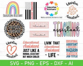 Educational Assistant SVG Bundle, Teaching Assistant svg, eps, dxf, ai, png, Files For Cricut