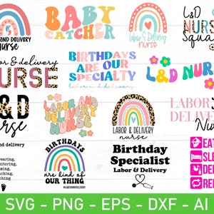Arbeid en levering verpleegkundige svg png bundel, babyverpleegkundige cadeau svg, L & D verpleegkundige svg
