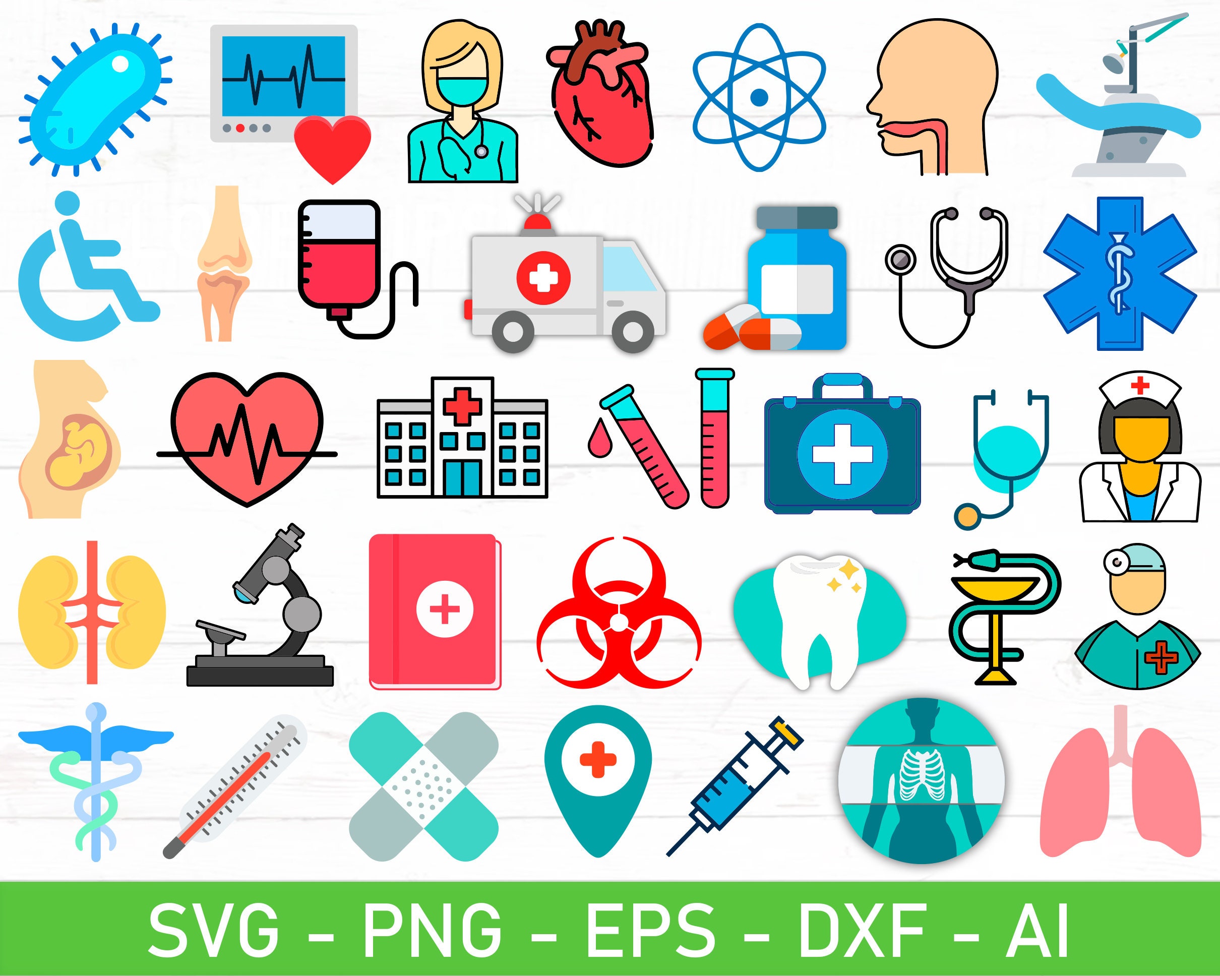 Medical Icons SVG PNG Bundle, Doctor Nurse Hospital Clipart, Nursing ...