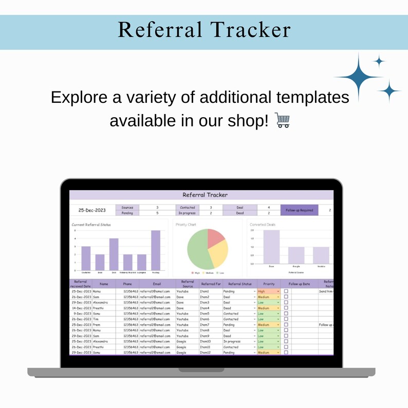 Lead Tracker Google Sheets Client Tracker Spreadsheet Referral Tracker ...