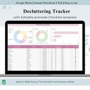 Declutter spreadsheet tracker Moving planner declutter checklist Home organization spreadsheet template Home checklist Tracker Google sheet