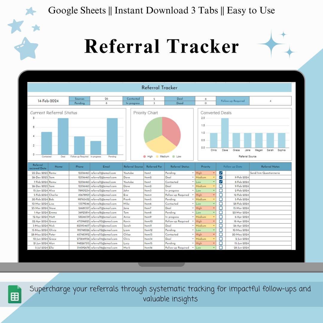 Lead Tracker Google Sheets Client Tracker Spreadsheet Referral Tracker ...