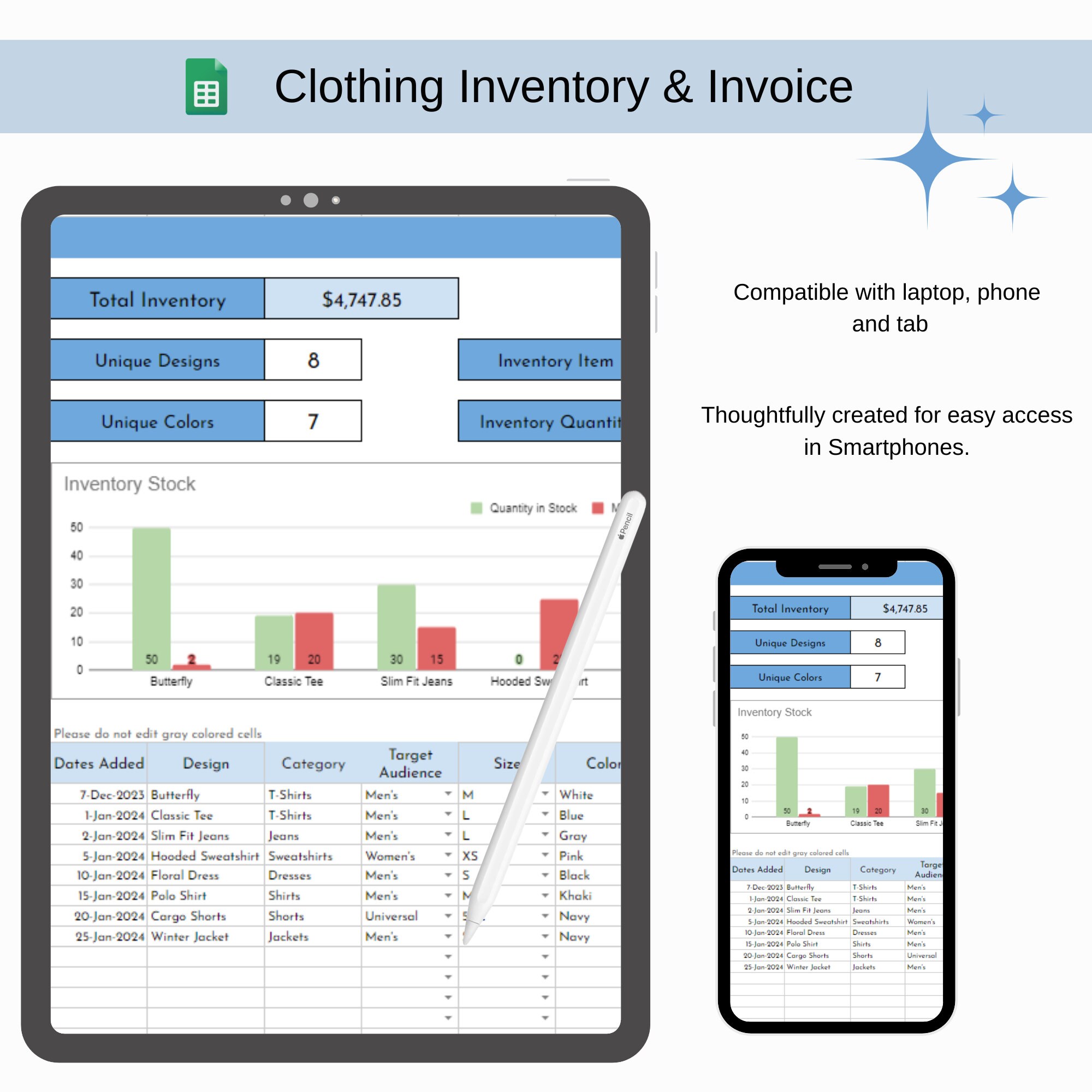 Inventory Google Sheet Invoice Template T Shirt Inventory Tracker Excel