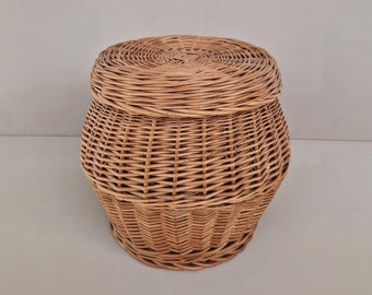 Vintage rotan opbergmand, jaren '70