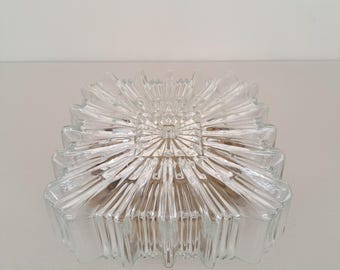 Plafonnier vintage vervaardigd uit persglas, zware kwaliteit, Herda, 1960/1970.