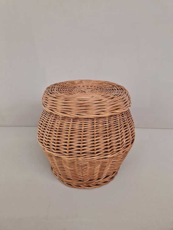 Vintage rotan opbergmand, jaren '70