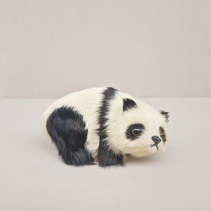 Vintage Panda Beertje voorzien van echt haar, jaren &#39;70