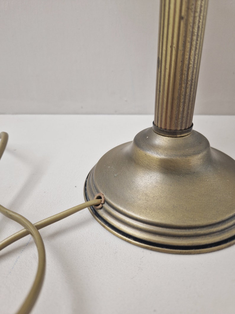 Vintage Messing und Opalin Bürolampe mit Opalin Lampenkap Bild 5