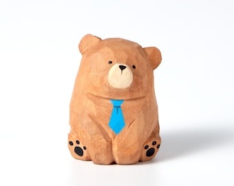Baba Carved Wooden Gentle Father Bear, Wooden Figurine, Home Decor Sculpture Ornaments, Animal Decor, Gift, Handcrafted, Bear Decoration