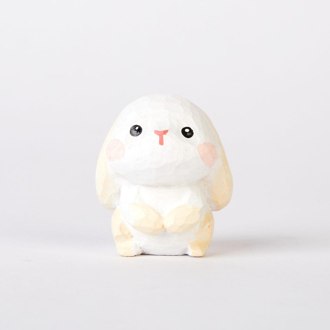 Riri Carved Wooden Little Rabbit, Wooden Figurine, Home Decor Sculpture ...