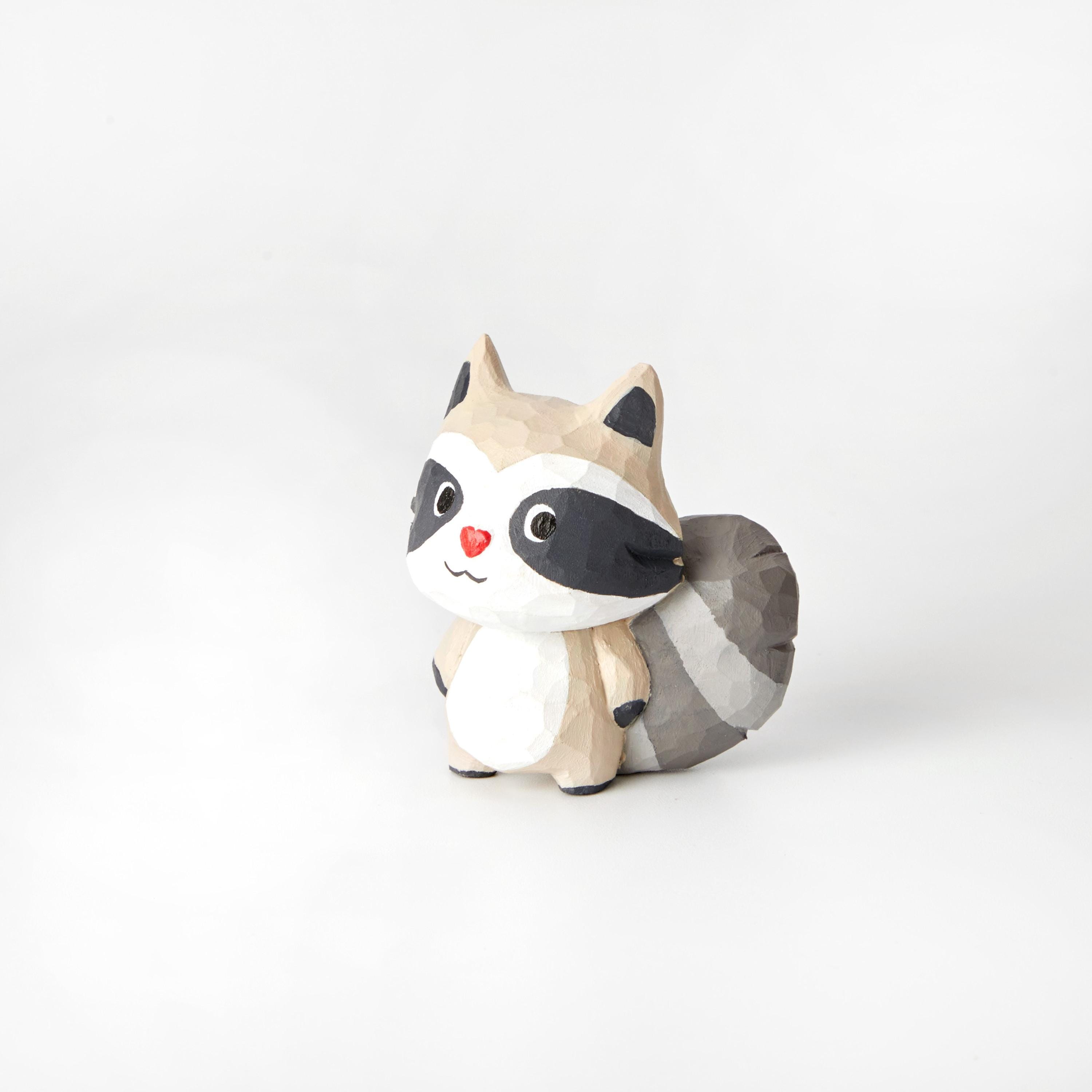 Runi Carved Wooden Wise Raccoon, Home Decor Sculpture Ornaments, Animal ...