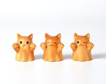 The Playful Wooden Cat Trio, Wooden Figurine, Home Decor Sculpture Ornaments, Animal Decor, Gift, Handcrafted, Customize, Cat Lover