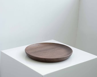 Japanese Walnut Wooden Plate, Hand-Carved Plate, Wood Dinnerware, Handmade Housewarming Gift, Wooden Kitchenware, Farmhouse Kitchen Décor