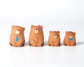 The Bearwood Family, Wooden Figurine, Home Decor Sculpture Ornaments, Animal Decor, Gift, Handcrafted, Bear Decoration