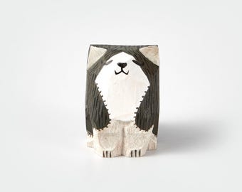 Tami Carved Wooden Tuxedo Cat, Wooden Figurine, Home Decor Sculpture Ornament, Animal Decor, Gift, Handmade, Customize, Cat Lover
