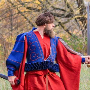 Irish Doublet Ionar With Ruff - Irish Warrior - Gaelic Bonnaght Costume - Celtic Design - Historical Clothing - Renaissance Reenactment