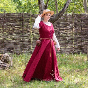 Women’s Cotte Emma - 100% Linen - Medieval Kirtle With Short Sleeves - Simple Dress For Historical Reenactment - LARP & Cosplay Costume