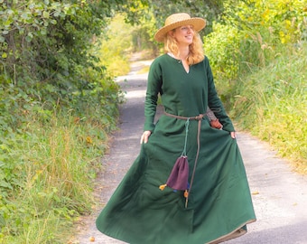 Woolen Cotte Isabel With Lining - Wool Kirtle - Lined Underdress - 13th & 14th Century Clothing - Medieval Costume For Women - LARP costume