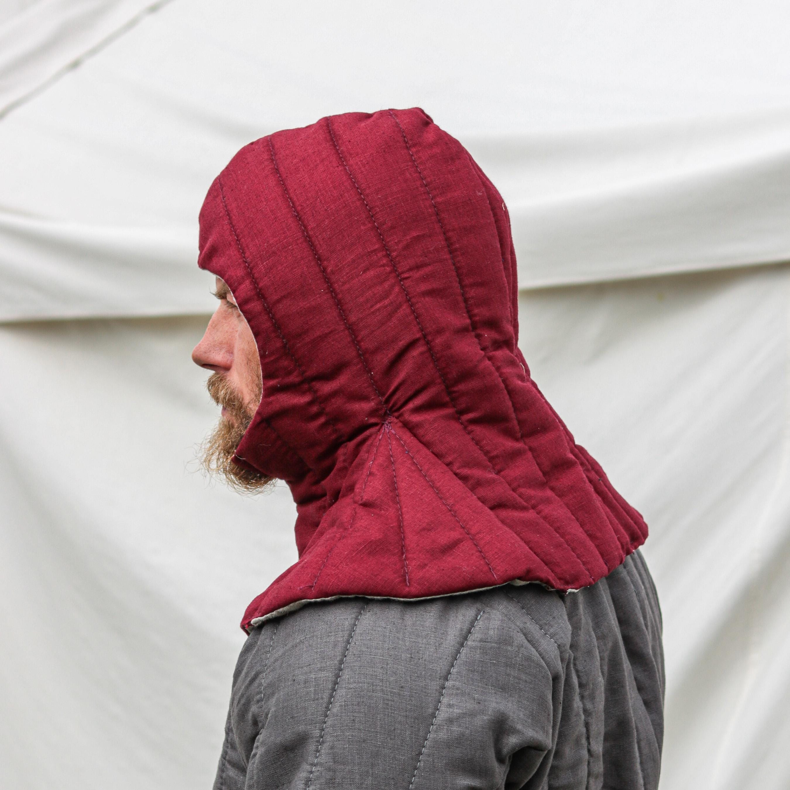 Knight Helmet Padding Medieval Padded Hood for Helmet, Chainmail - Oeko-tex Linen Arming Cap ...