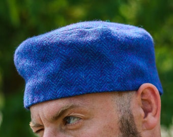 Chapeau en laine Birka - bonnet 100 % laine - motif à chevrons - casquette ronde médiévale et viking - costume viking - reconstitution, GN, fantastique, cosplay